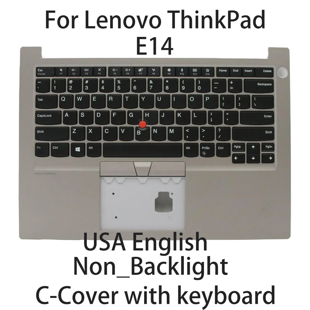 

Новый для ноутбука Lenovo ThinkPad E14, серебристый C-Cover с клавиатурой, английский, США, без подсветки, FRU: 5M10V17073