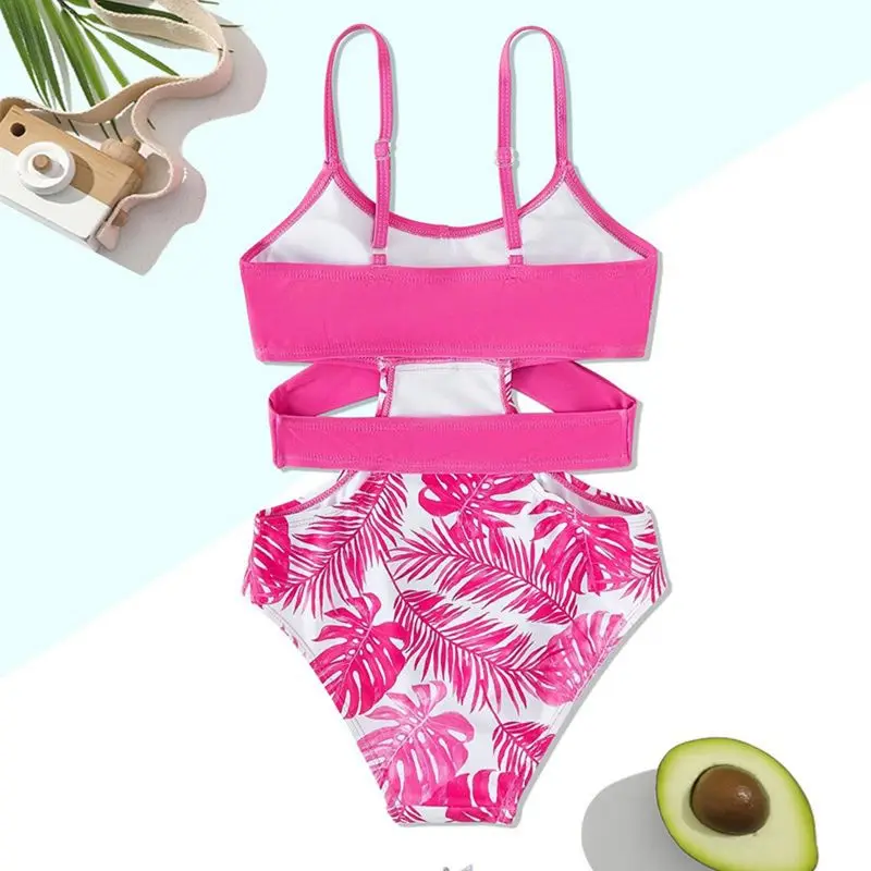 Summer Girl‘s One-Piece Swimsuits Kids Trendy Suspender Bathing Suits Children Casual Cool Swimwear Surfing Beach Clothes 8-12Y