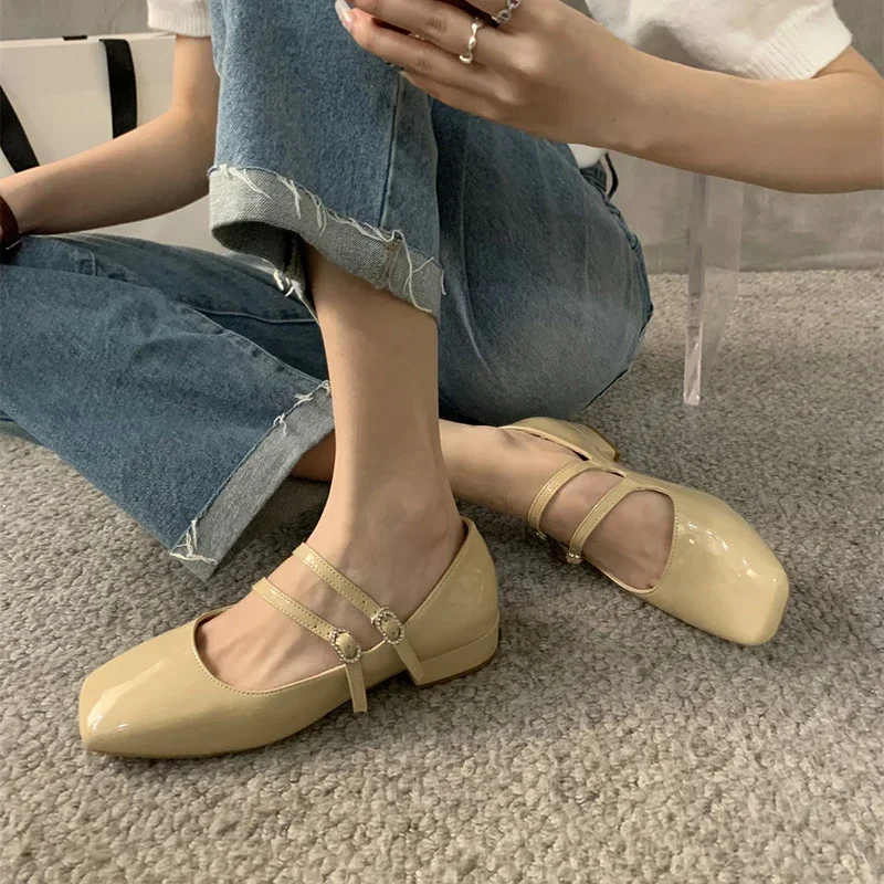Crystal Women Pumps Fashion Girls Shallow Buckle Soft Leather Mary Jane Shoes Ladies Elegant Low Heel Shoes image 3