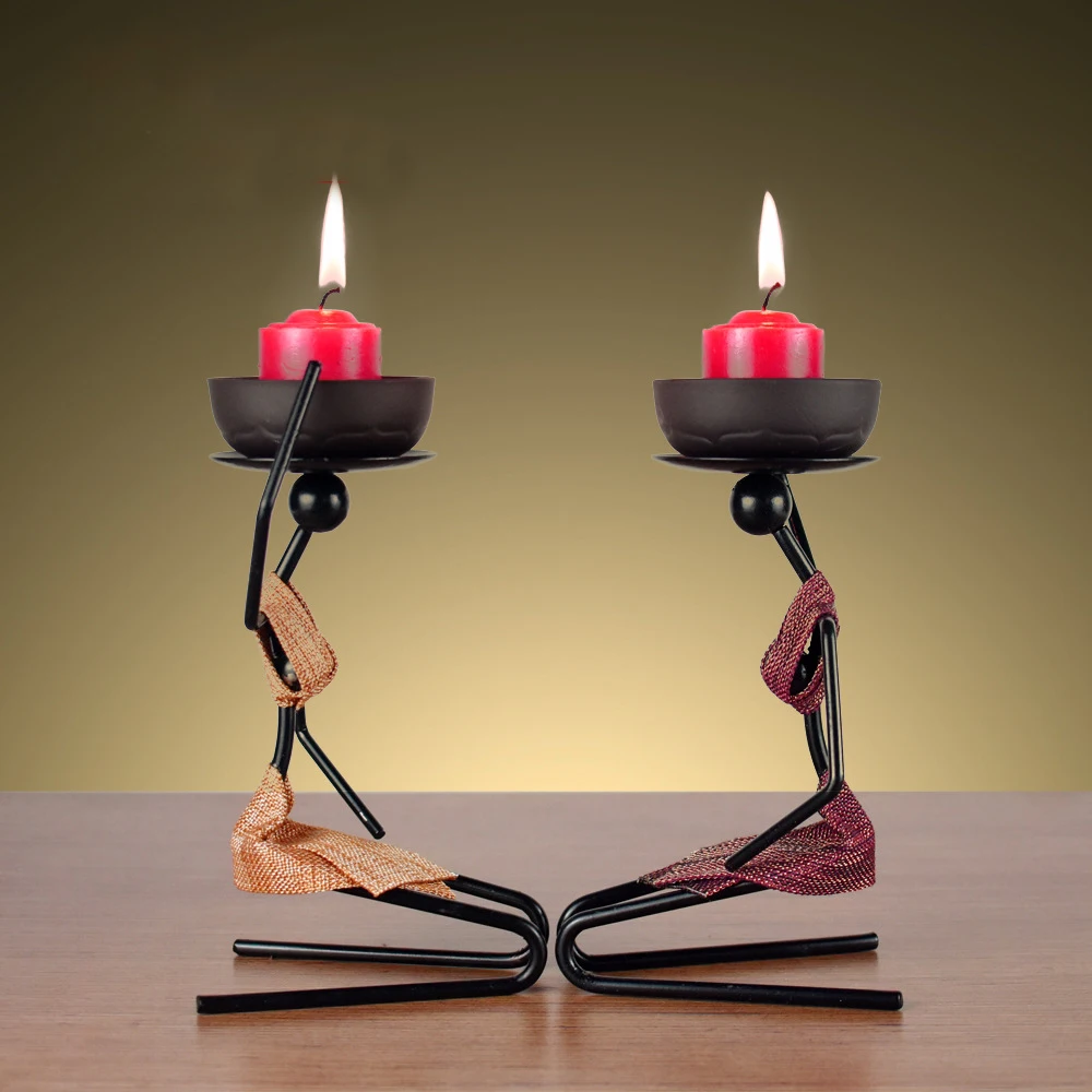 Black Metal Candle Holders-Set of 2 Pillar Candlestick Decorative Table Candle Stand for Indoor Outdoor,Events,Parties,Christmas