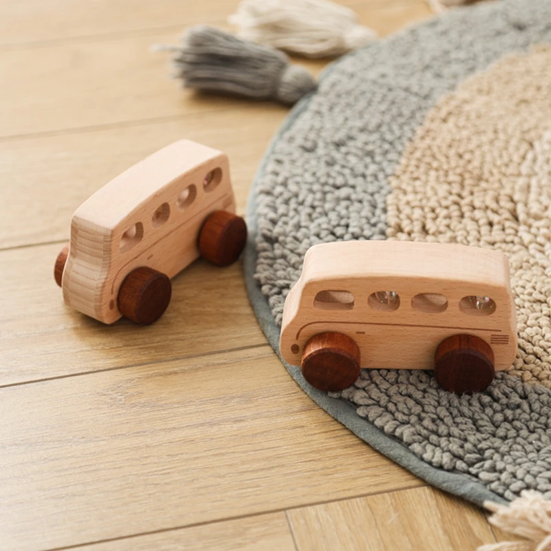 Baby Beech wood Baby Car Toys legno Cartoon Model Car Blocks giocattoli educativi Montessori per bambini dentizione Baby massaggiagengive