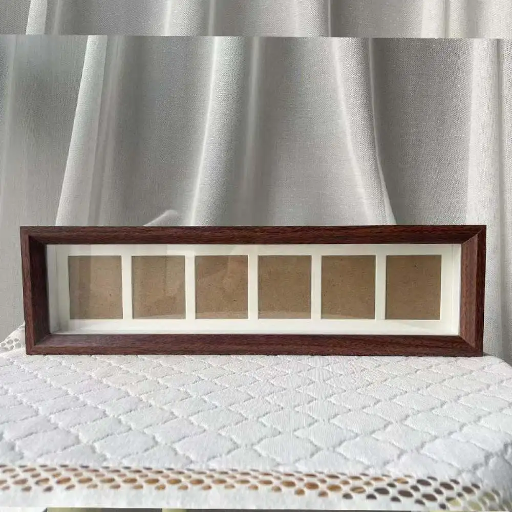 Walnut Color 6 Row Frame Commemorative Banknote Storage Organizer Wood Texture Home Art Decoration Handmade Diy Showcase