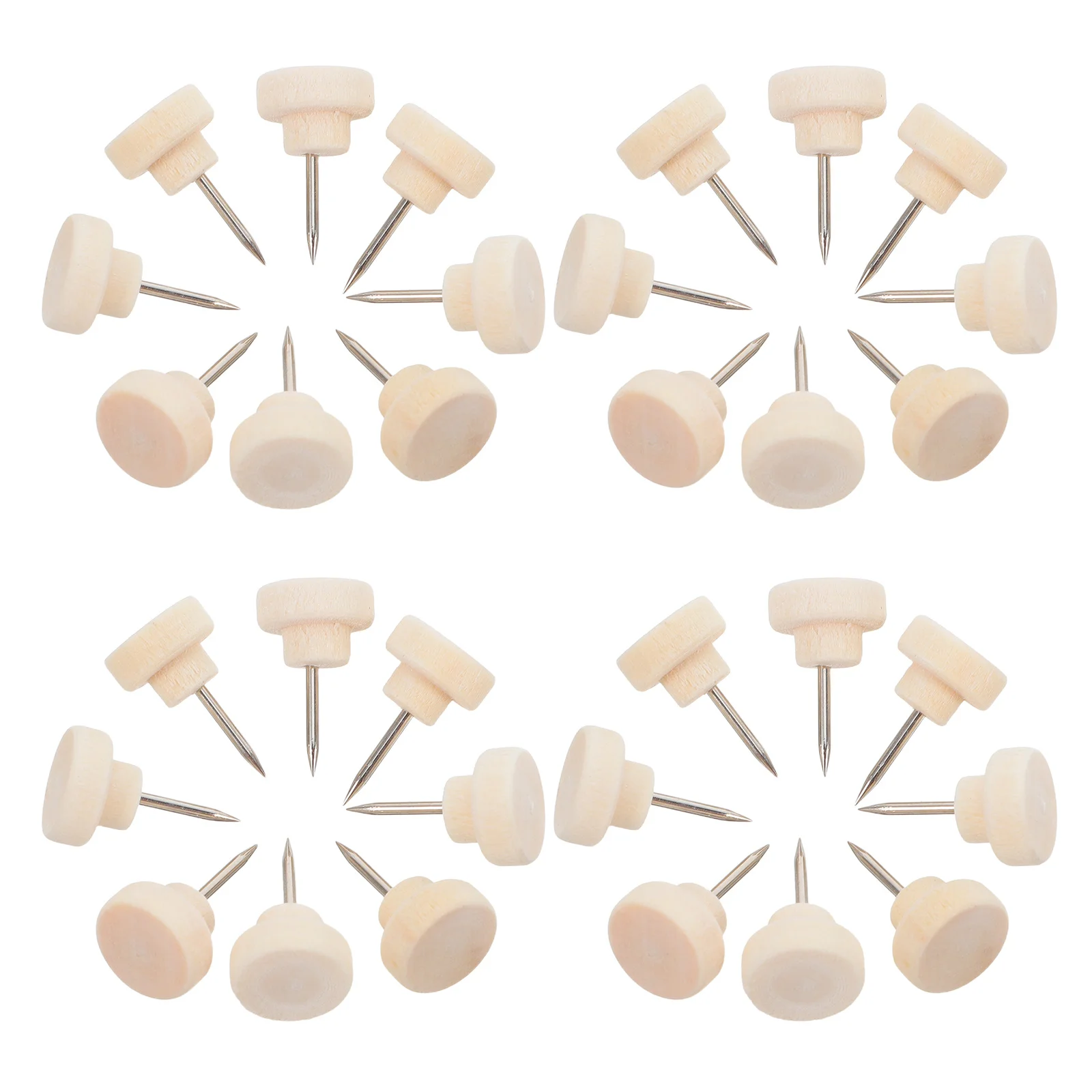 50Pcs Wooden Round Push Pins Sturdy Design for Office Cork Board Photo Wall Thumbtacks Push Board Pin Pin Tacks