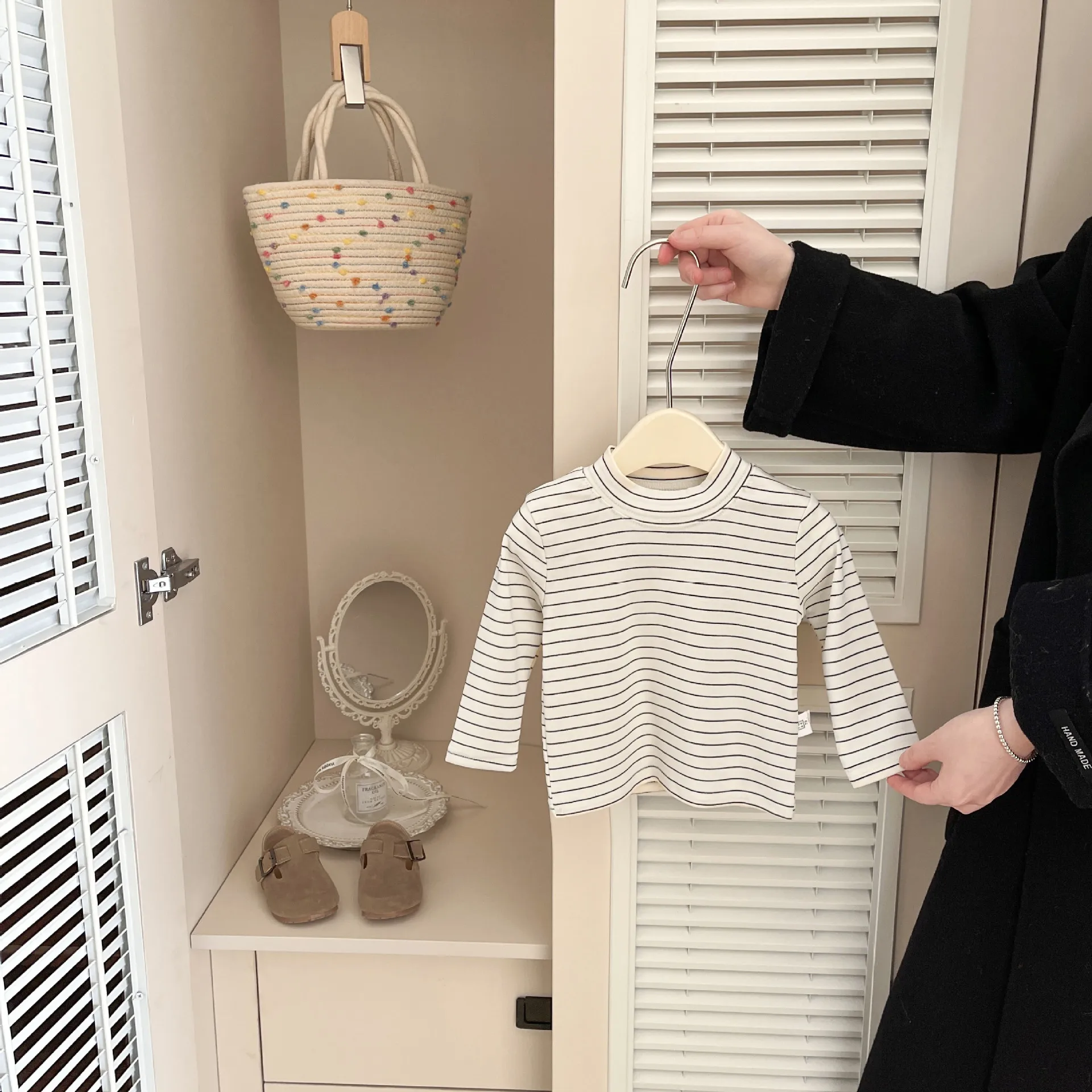 Baby Early Spring New Versatile Long Sleeve T-shirt 2026 Spring Children's Stylish Stripe Base Comfortable Interior Clothes