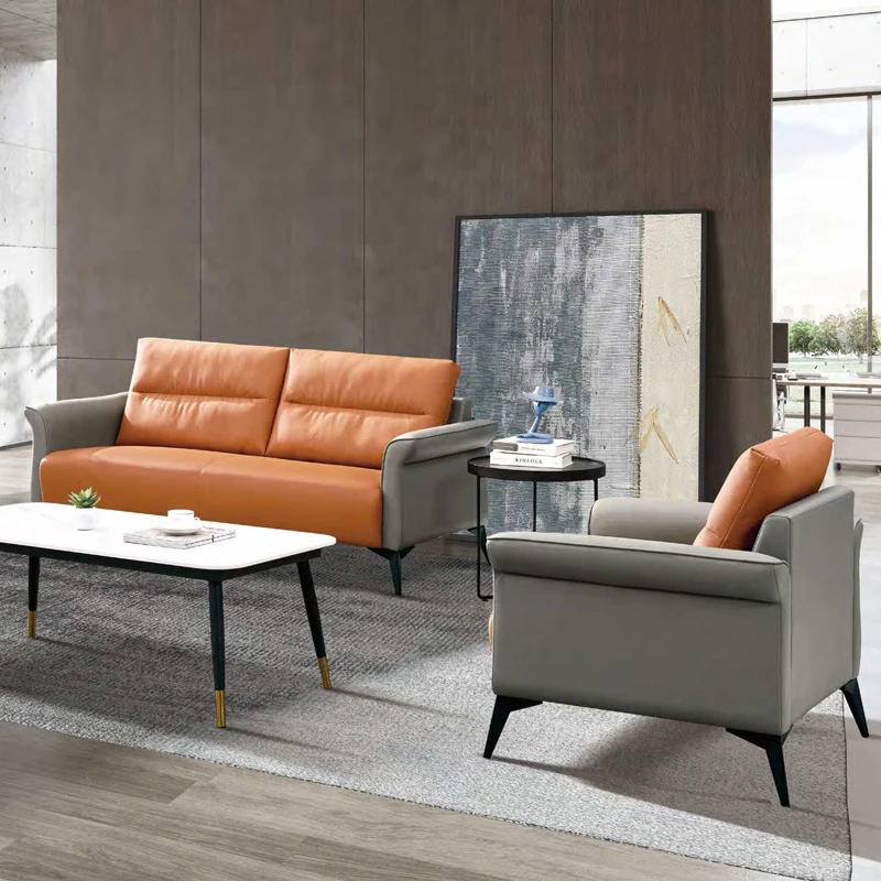 

Modern Reversible Chaise Modular Sectional Leather Office Sofa Set Colorful Hotel