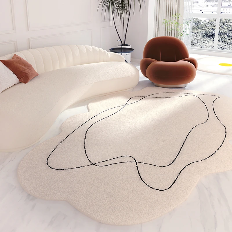 Modern Minimalism Carpets for Living Room White Plush Bedroom Decor Rug Home Washable Carpet Irregular Fluffy Soft Floor Mat