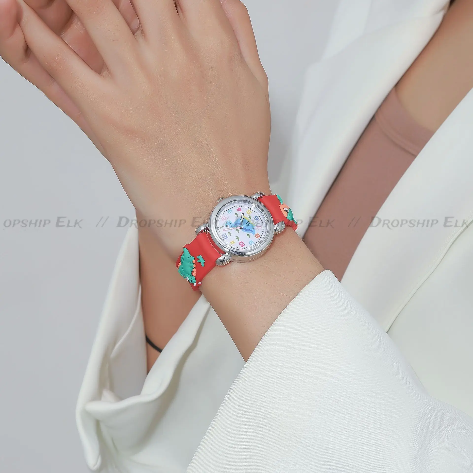 ไดโนเสาร์น่ารักซิลิโคน 3D Excavator Design เด็กนาฬิกาควอตซ์เด็กการ์ตูนนาฬิกาข้อมือนาฬิกา Relogio