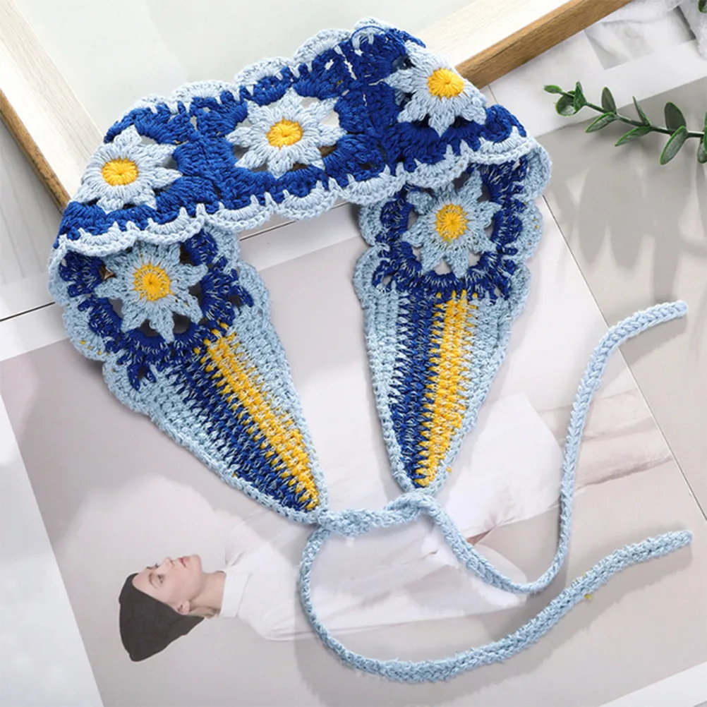 

3Pcs Crochet Headbands Floral Knit Hair Bands Adjustable Tie Women Head Wraps Retro Modern Style Delicate Design Suitable All