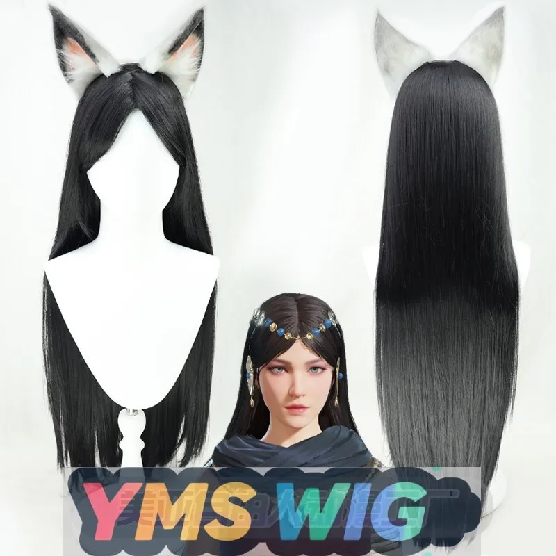 

【YMS WIG】Everlasting Calamity Canaan Cosplay Wig Middle Part Black Long Hair Ancient Costume Realistic Scalp Ears In Stock