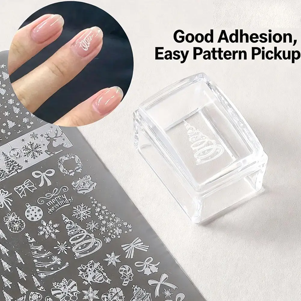 Multi Functional Rectangular Clear Silicone Stamp High Transparency Tool For French Nail Art Stamping