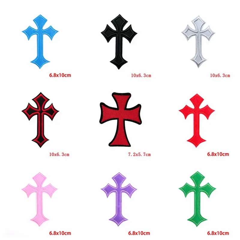 10PCS Wholesale Colorful Cross Embroidered Patch For Clothing Thermoadhesive Patches On Clothes Iron On Patches For Clothes DIY