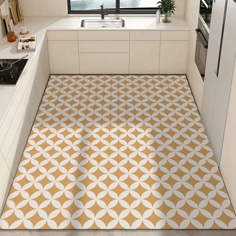 Modern Simple Kitchen Waterproof Anti-fouling Carpet Bathroom Non-slip Carpets Abstract Pvc Wash-free Wipeable Balcony Floor Mat