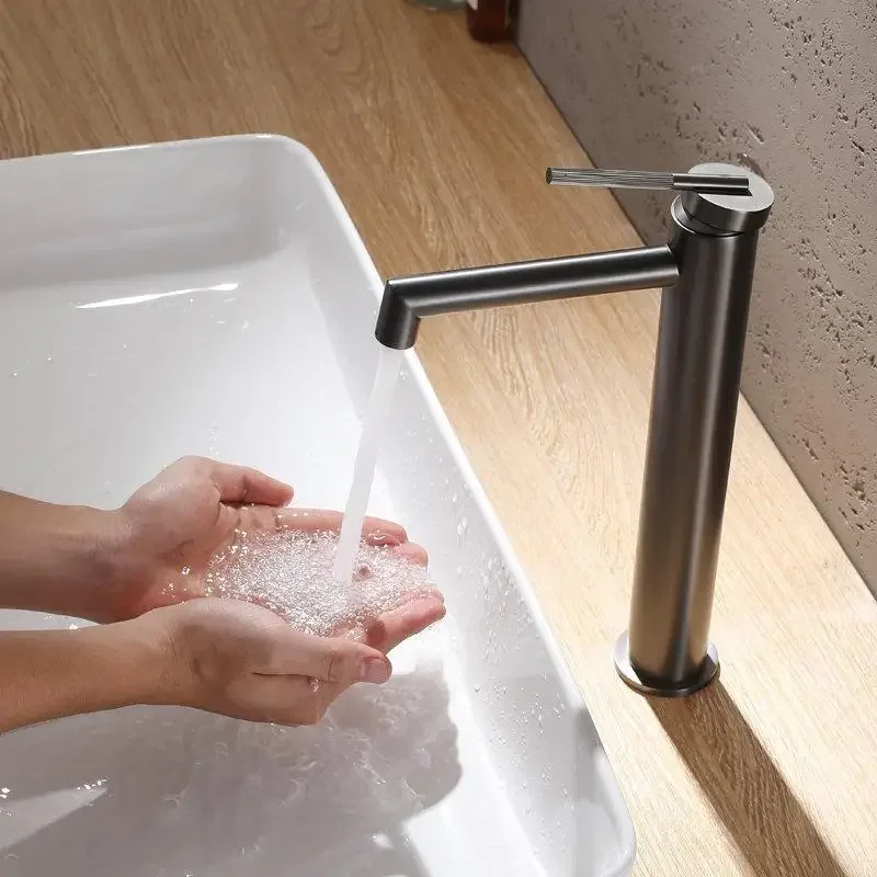 

Basin faucet single-hole all-copper, hot and cold on-stage basin height, under-stage basin faucet laskin