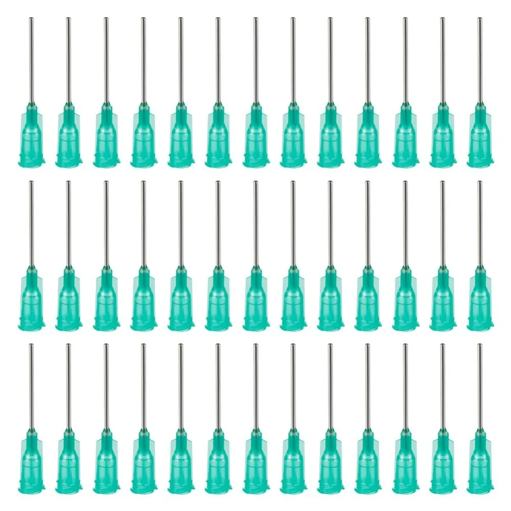 120 Stück 304 Edelstahl-Dosiernadeln, 18 Gauge, türkisfarbene, stumpfe Spitze, Kleberflaschennadeln mit Luer-Anschluss für Alkohol