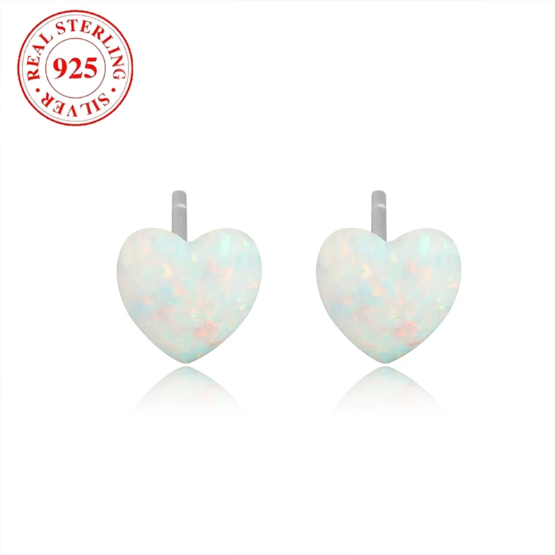 

S925 Sterling Silver Heart Opal Women's Earrings Hypoallergenic Suitable for Women's Holiday Gifts