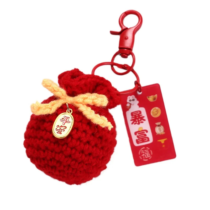 

*Crochet New Year 2025 Decoration Crochet Desk Accessorie Handmade Woven Ornament New Year Keychain Ornament Car Interior