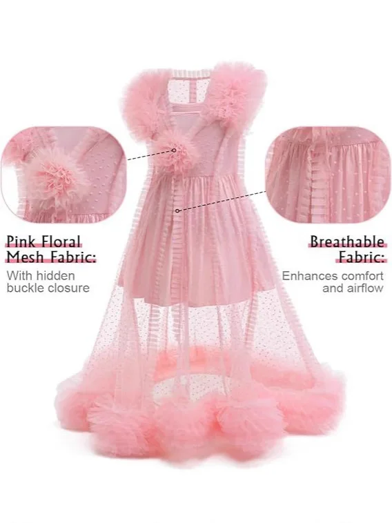 أطفال الساحرة غليندا تأثيري فانتازيا الوردي بيجامة فستان زي تمويه للفتيات هالوين كرنفال حفلة البدلة #2