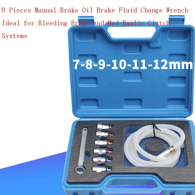 8-piece new manual brake oil brake fluid replacement wrench, suitable for bleeding brake and hydraulic clutch systems