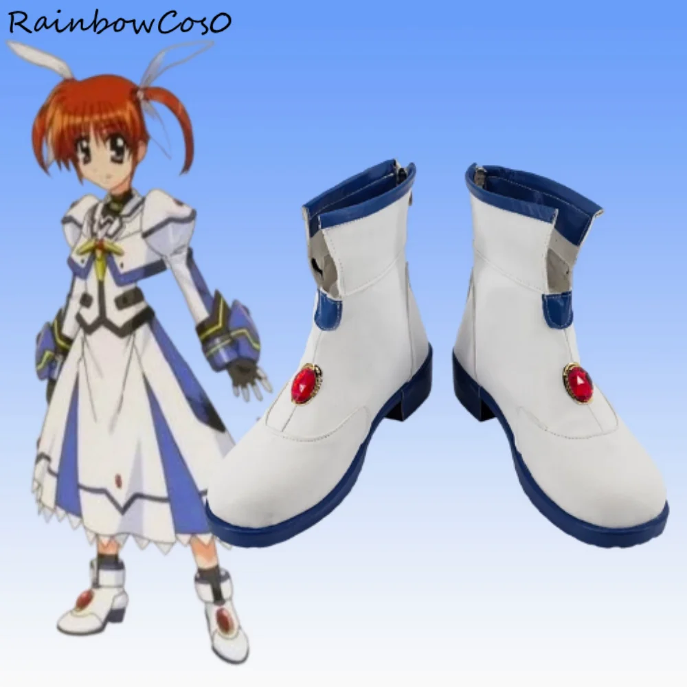 Takamachi Nanoha 마법 소녀 리리컬 나노하 코스프레 신발 부츠 게임 애니메이션 할로윈 크리스마스 RainbowCos0 W4871