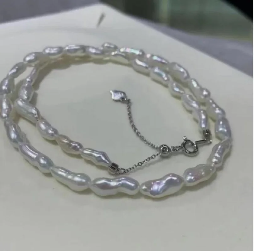 gorgeous natural  south sea baroque white pearl necklace 17inch 925s