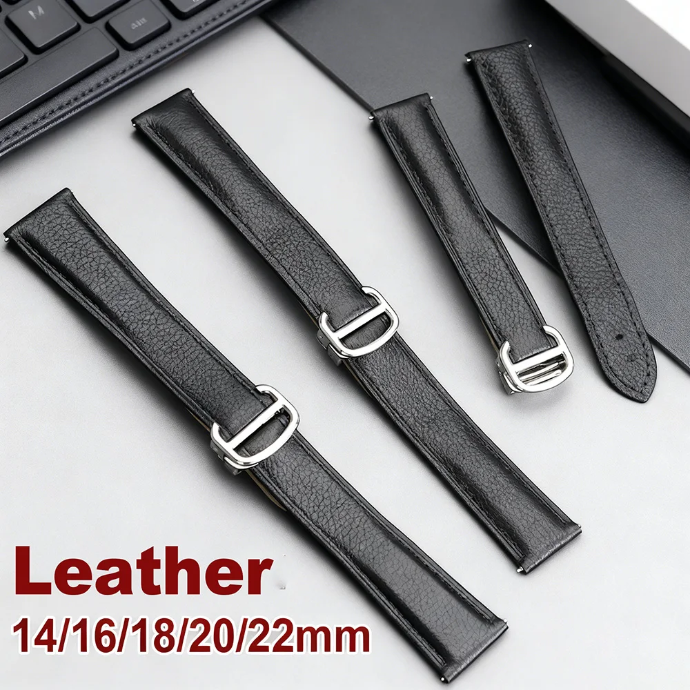 

Lychee Pattern Cowhide Watch Band 14mm 16mm 18mm 20mm 22mm Band for Cartier Quality Genuine Leather Watch Strap Folding Buckle
