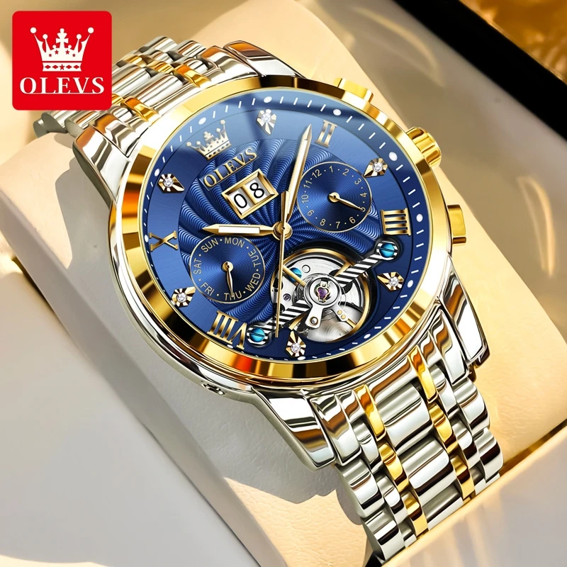 

OLEVS 9910 Men Watch Luxury Original Fully Automatic Mechanical Watch Brand Tourbillon Watch Waterproof Luminous Men Watch Reloj