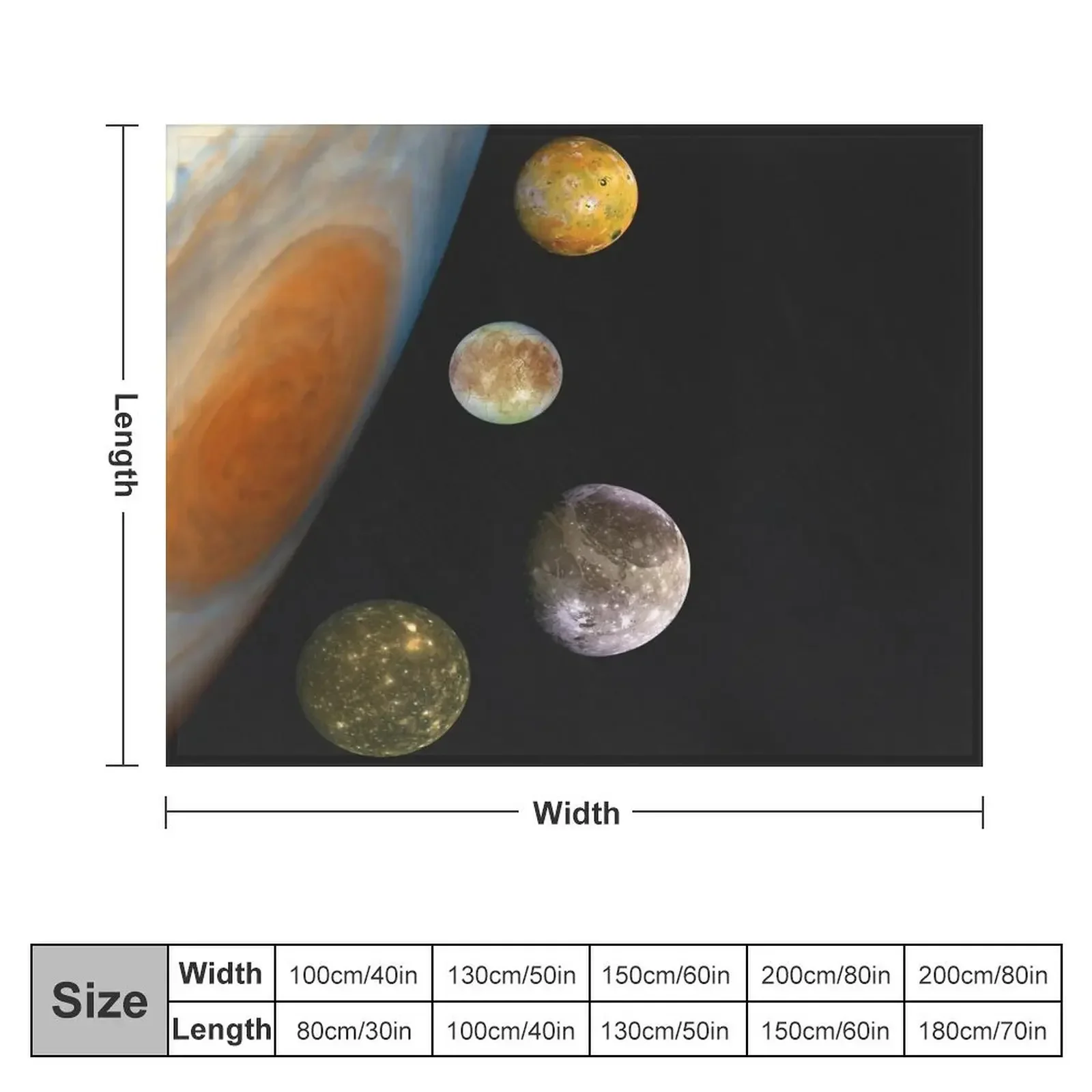 Jupiter, Io, Europa, Ganymede, Callisto Space Throw Blanket Beautifuls Hairys Blankets