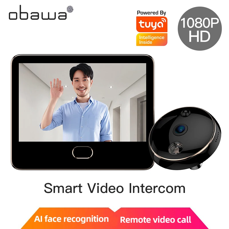 Obawa 5 Inch HD Digital Peephole Doorbell Camera Home Outdoor Night Vision Viewer Video Electronic DoorBell Security Door Eye T8