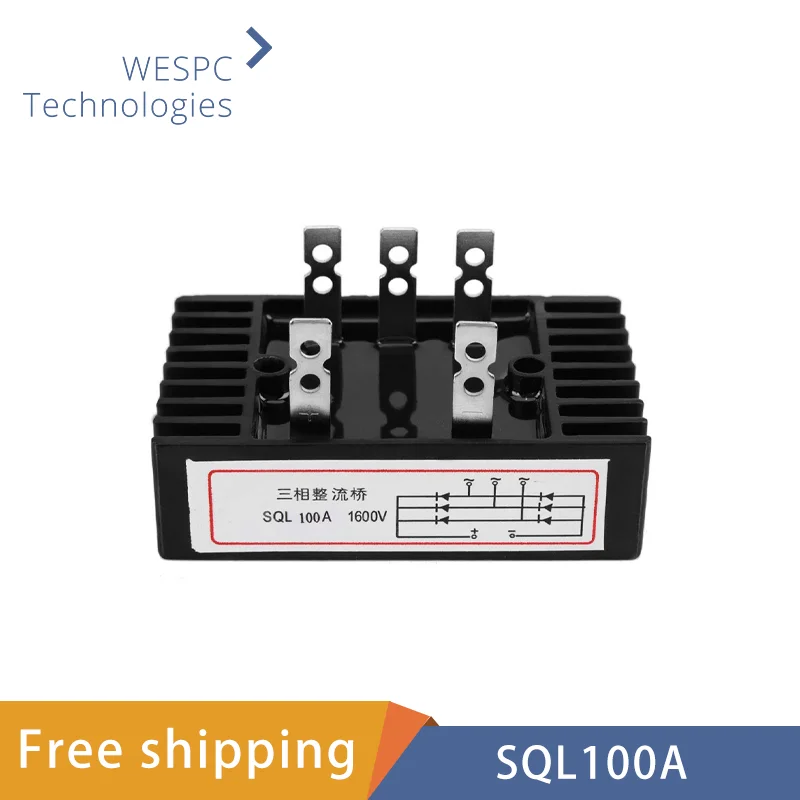 

SQL100A three phase diode bridge rectifier 1600V 100A 5 Terminals AC to DC for switching current SQL100A