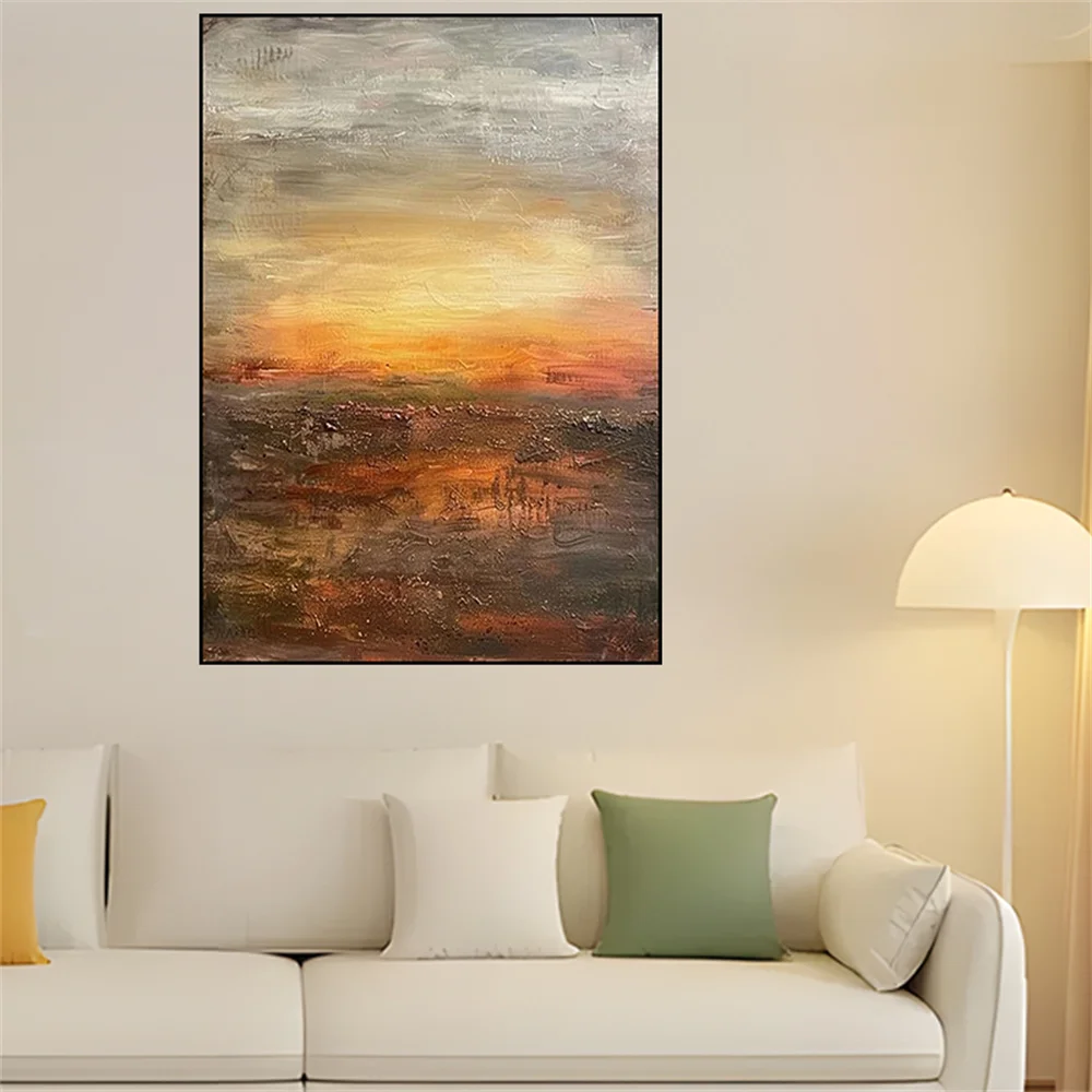 

100% Hand-Painted Gold Foil Oil Painting On Canvas Art Decor Wall Blue Ocean Texture Seascape Mural Modern Home Room Exhibit