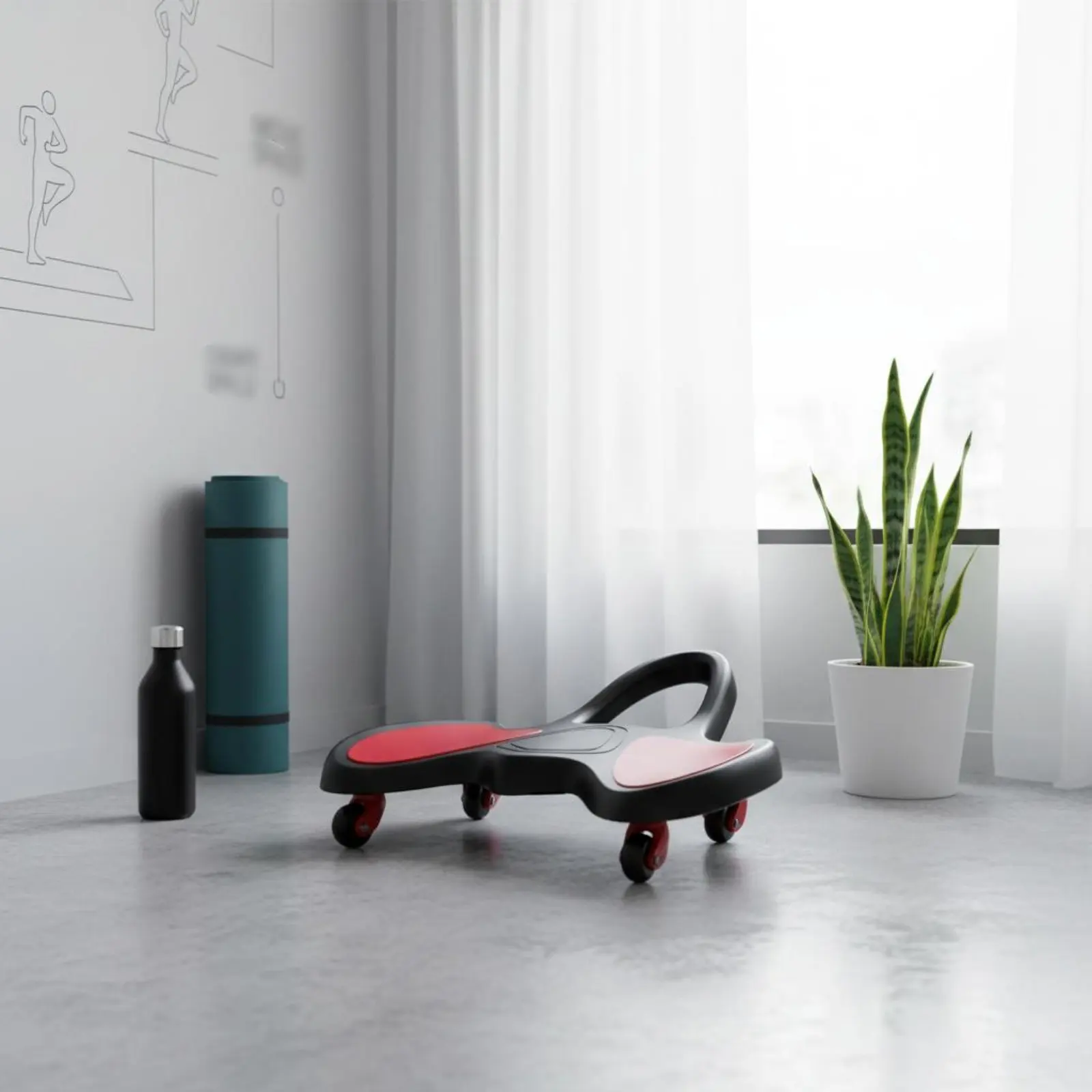 Disque de glisse pour entraînement abdominal à 4 roues, avec roulettes de stabilité, pour exercices centraux, avec patins antidérapants, pour la maison et la salle de sport