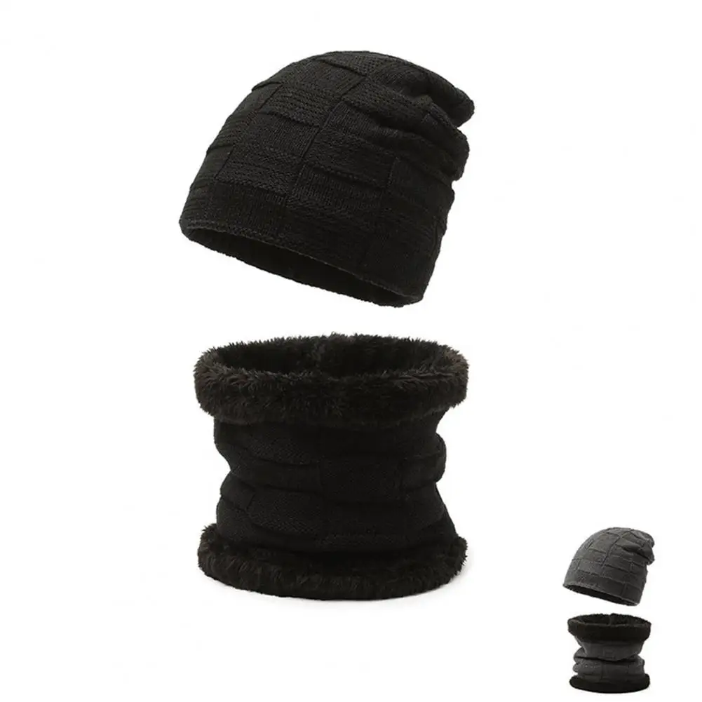 Winter Hat Scarf Set Cozy Winter Hat Scarf Set for Men Knitted Anti-slip Warm Neck Warmer for Cycling Riding Solid Colors Winetr