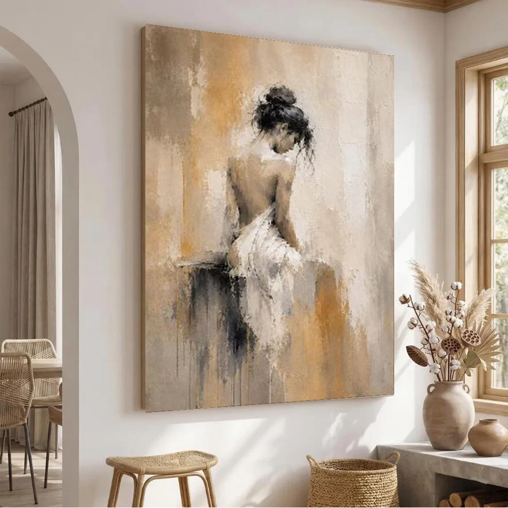 100% Handmade Abstract Oil Painting Pop Thick Layer Figure Canvas Mural Unique Wall Art Picture for Home Living Room Decor Image