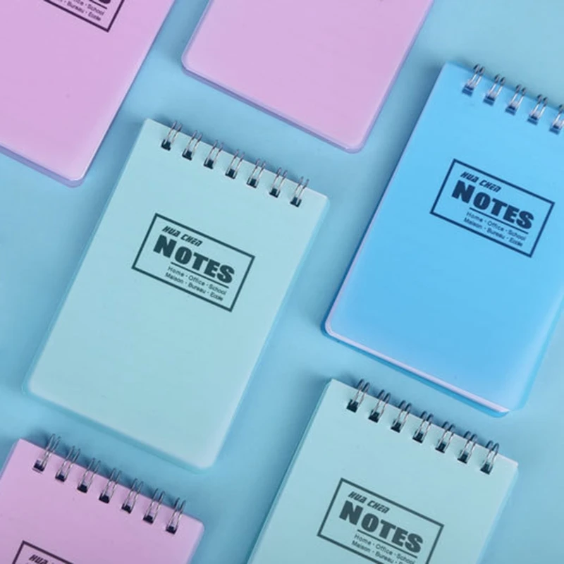 Mini Coil Notepad Portable Pocket Diary Exercise Book PP Surface A7 Spiral 100K Flip-up Note Pad School Office Supply 42 Sheets