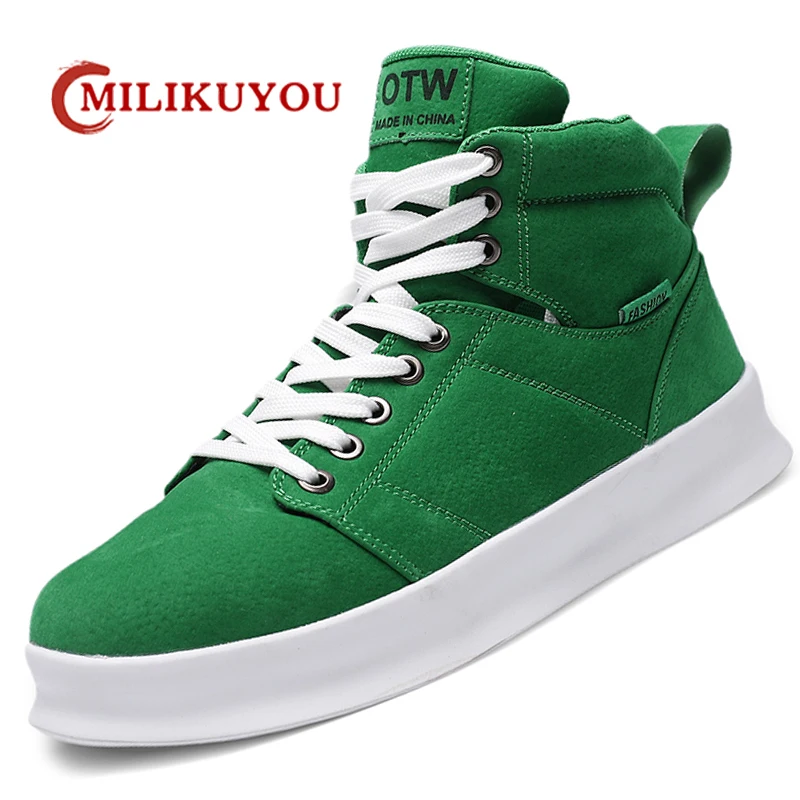 Brand High-Top Men Sneakers Microfiber Sneaker Man Platform Tennis Vulcanized Shoes Colorful Casual Original Men\'s Shoes 2023