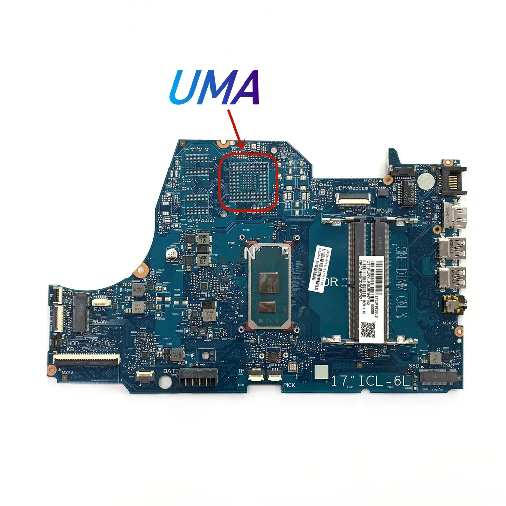 Imagem -02 - Placa-mãe Portátil para hp i3 i5 i7 Cpu i3 i5 i7 Uma Mx330 2gb Gpu Ddr4 17 em Icl6l ru 17by 17 em