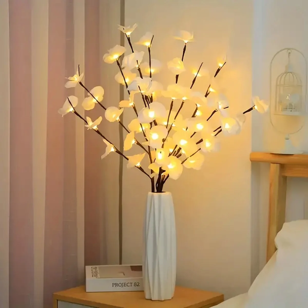 1pc Flowers Branchs Lights Artificial White Phalaenopsis Decorative Lights Flower Shape Light Realistic DIY Floral Room Decor