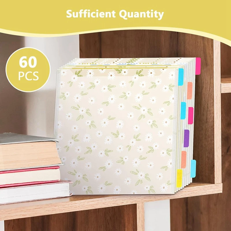 AT35 60 PCS Scrapbook Paper Storage Organizer With 120 Sticky Index Tabs For 12X12 Paper Storage For Scrapbook Paper