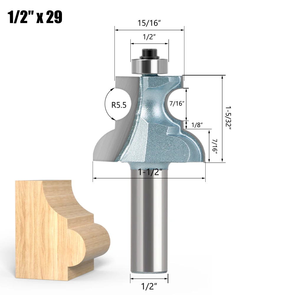 1PC 12mm 1/2′′ Shank Router Bits Edge Moulding Bit  Woodworking Tools Line Tool Tungsten Steel Blade