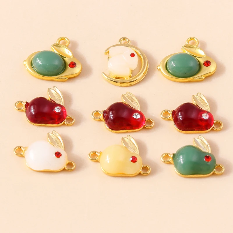 10 Stück Traditioneller Chinesischer 3D Vergoldeter Luxus Imitations-Jade Glücksbringer Anhänger für DIY Armbänder Schmuckherstellung Zubehör – Detail 7