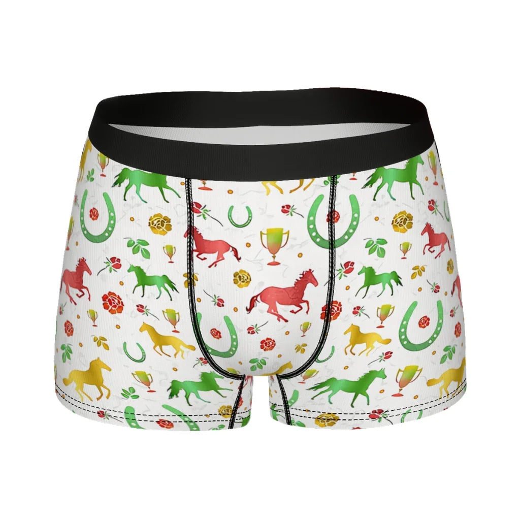 Derby Day Party Colorful Spring Pattern Horse Racing Underpants Breathbale Panties Male Underwear Comfortable Shorts