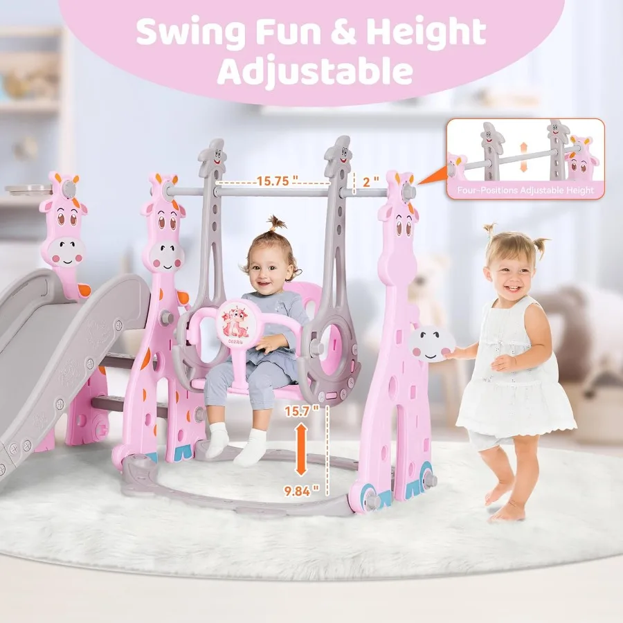 Set di scivoli e altalena per bambini 4 in 1 Scivolo per bambini per età 1836 mesi Set da gioco per scivoli per bambini per interni ed esterni con palla da basket Cl