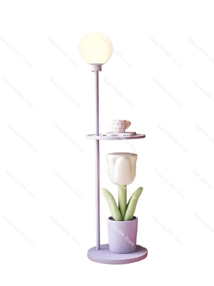 Nordic Tulip Floor Lamp Living Room Ins Style Bedroom Bedside Atmosphere Vertical Table Lamp Cream Style Vertical Table Lamp