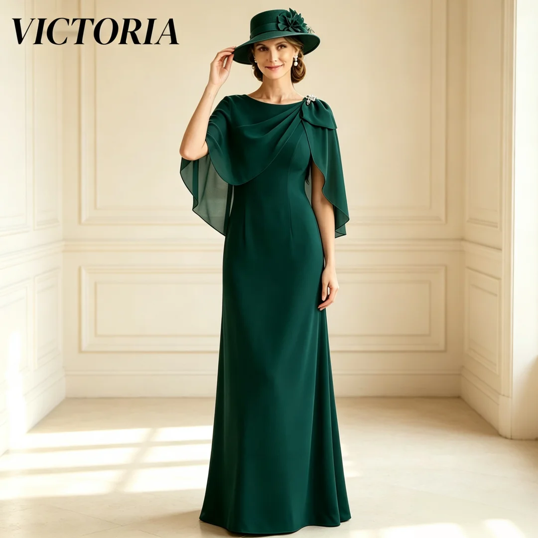 VICTORIA Elegant Column Stole Chiffon Appliquedresses wedding guest women's wedding party Mother Of The Bride Dresses Customized