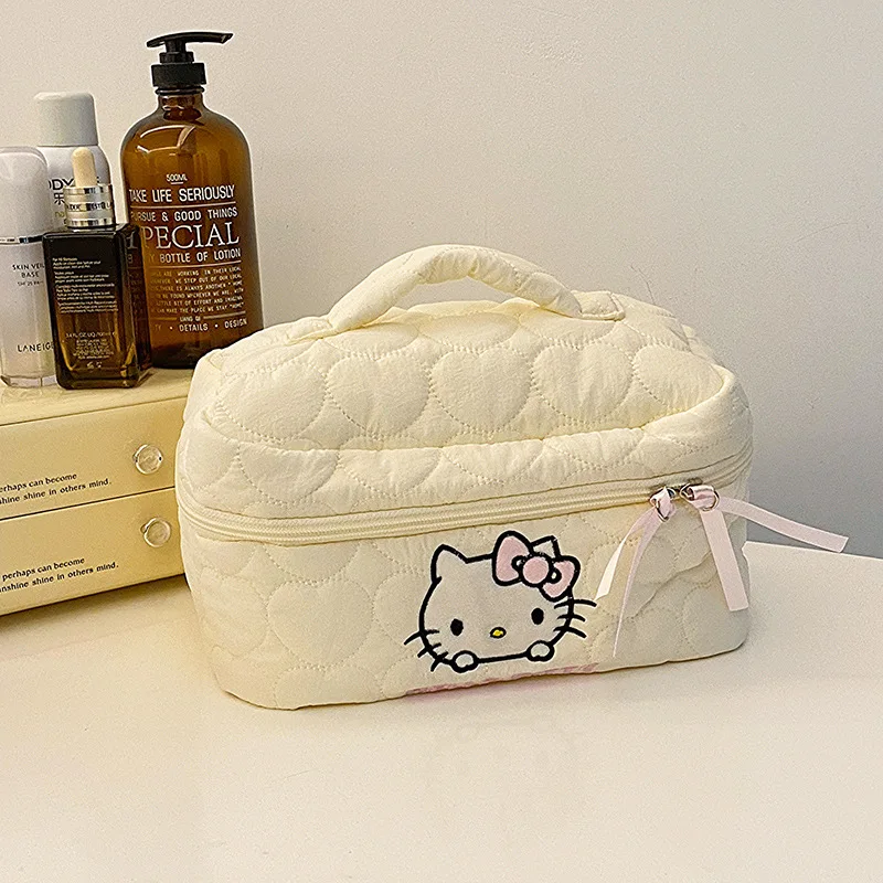 Sanrio Kuromi Cream Down Soft Cloud Makeup Bag Large Capacity High Beauty Handheld Travel Storage Bag