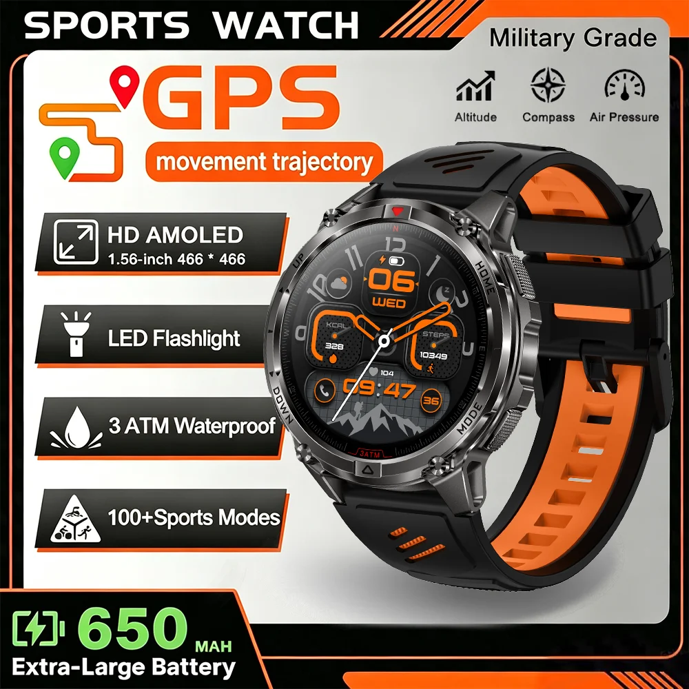 GPS Smart Watch with 3ATM Waterproof and Long Battery Life