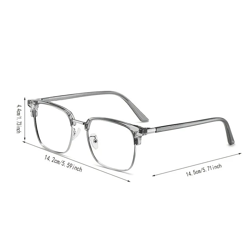 Anti-Blaulicht-Brille für Damen und Herren, Retro-Halbrauen-Brillengestell, klassische flache Linse – Detail 7