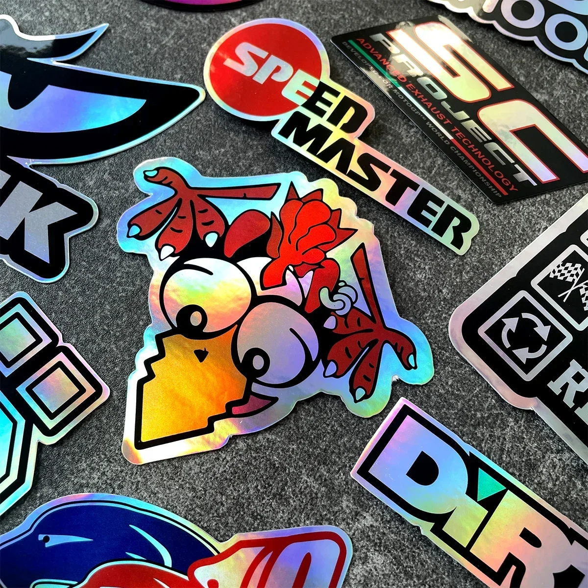 40PCS Random Racing Sponsors Laser Rainbow Stickers Motorcycle Moto Motorcross Fender Body Windshield Helmet Decals Accessories