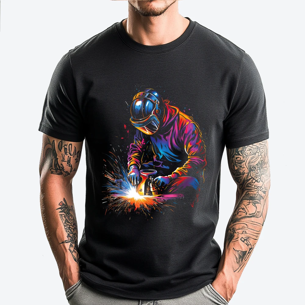 

Colorful Metalwork Worker Metal Men Mens Designer T Shirt Valentine's Day 2025 T Shirts