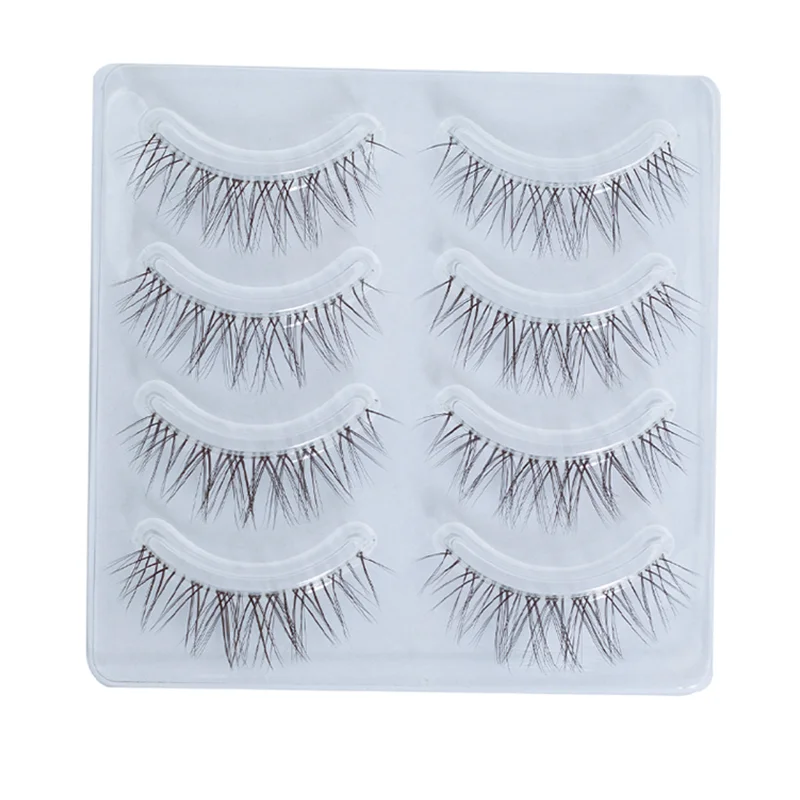 Pestañas postizas naturales simuladas, pestañas postizas de tallo transparente grueso, brillo, herramientas de maquillaje para principiantes, pestañas hechas a mano